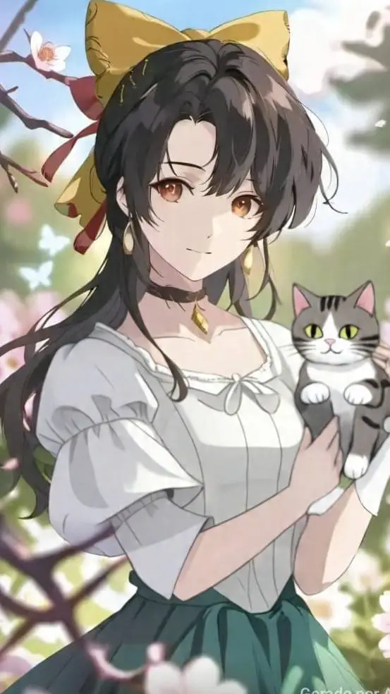 ai character:      menina gata  background