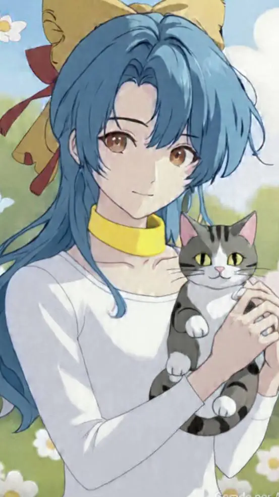 ai character: gata azul background