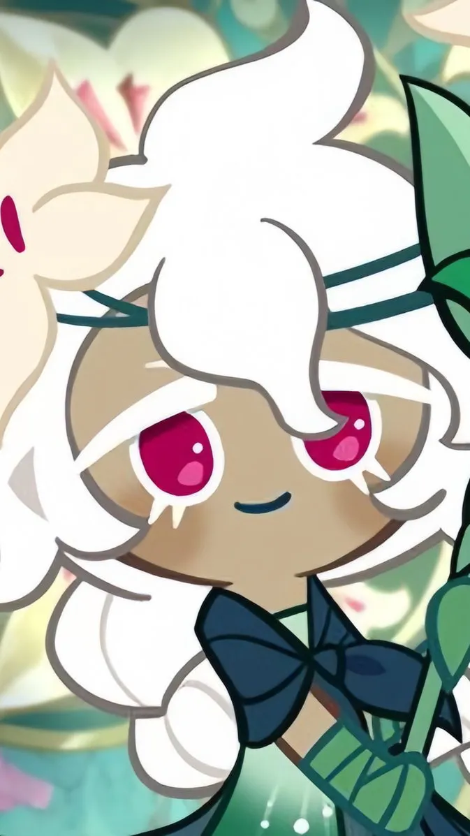 ai character: White lily cookie background