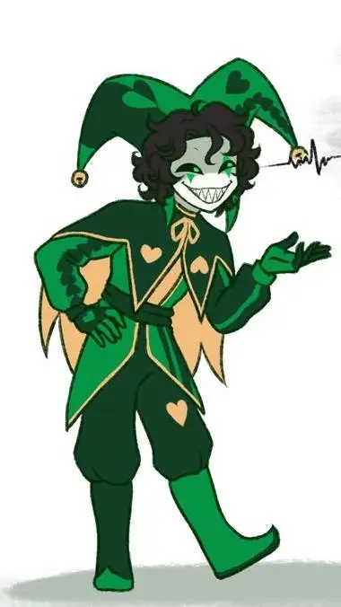 ai character: 🎪💚🖤Harlequín🖤💚🎪 background