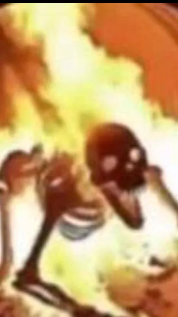 ai character: Burning skeleton background