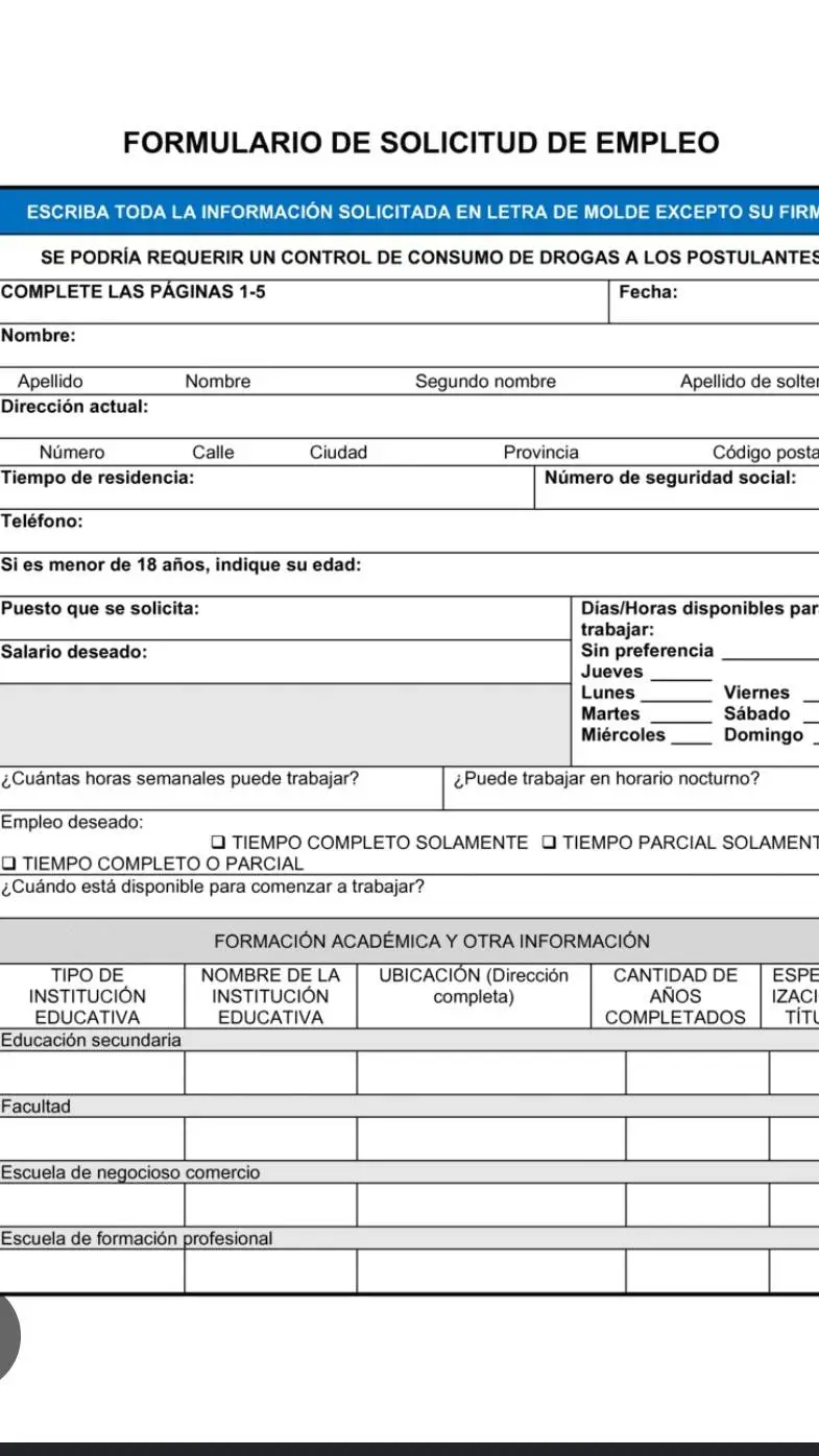 ai character: solicitud d empleo background