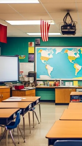 ai character: Classroom ! ☘️ background