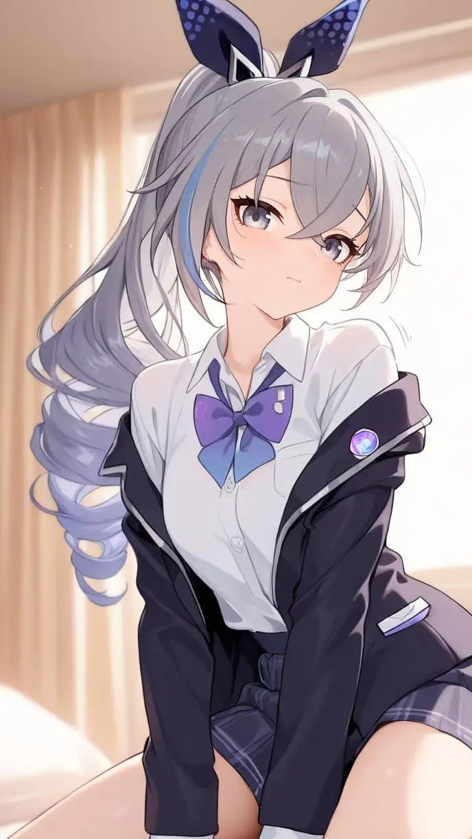 ai character: silver cat background