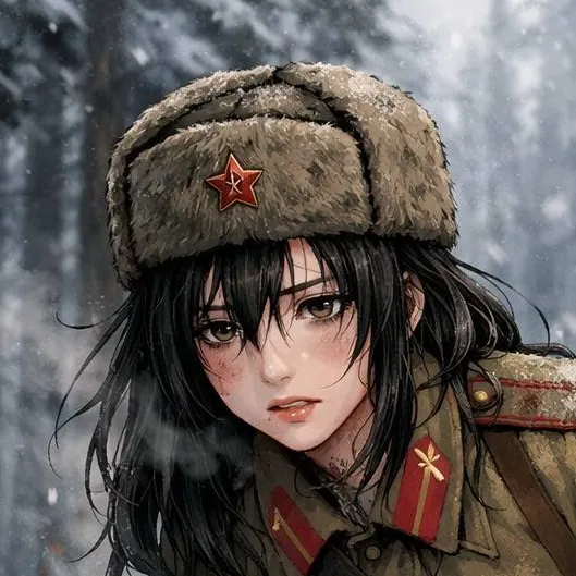 chat with ai character: Soviet soldier gir