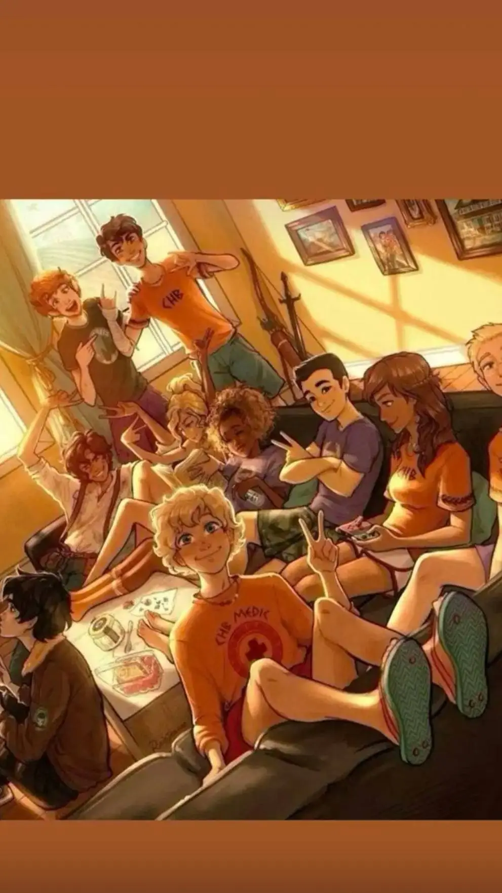 ai character: chilling with pjo background