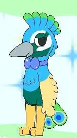 ai character: abby el ave azul background