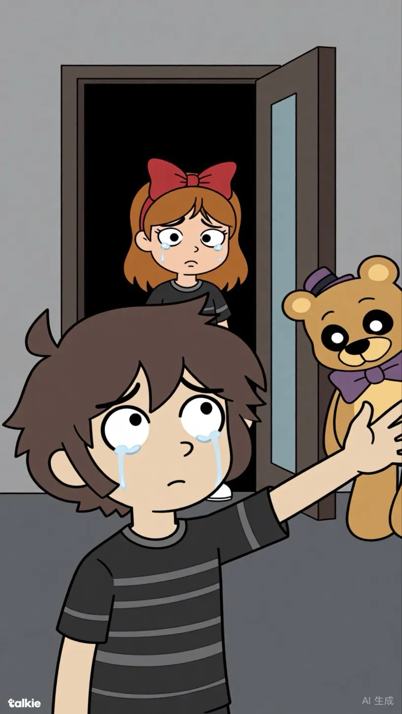 ai character: Crying child￼ background