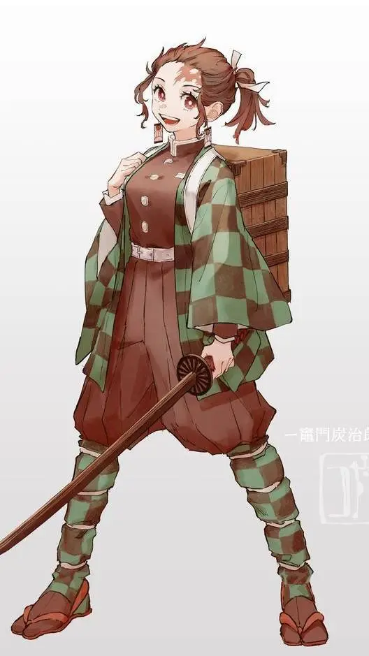 ai character: tanjiro mujer  background