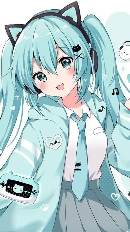 ai character: cute hatsune miku  background