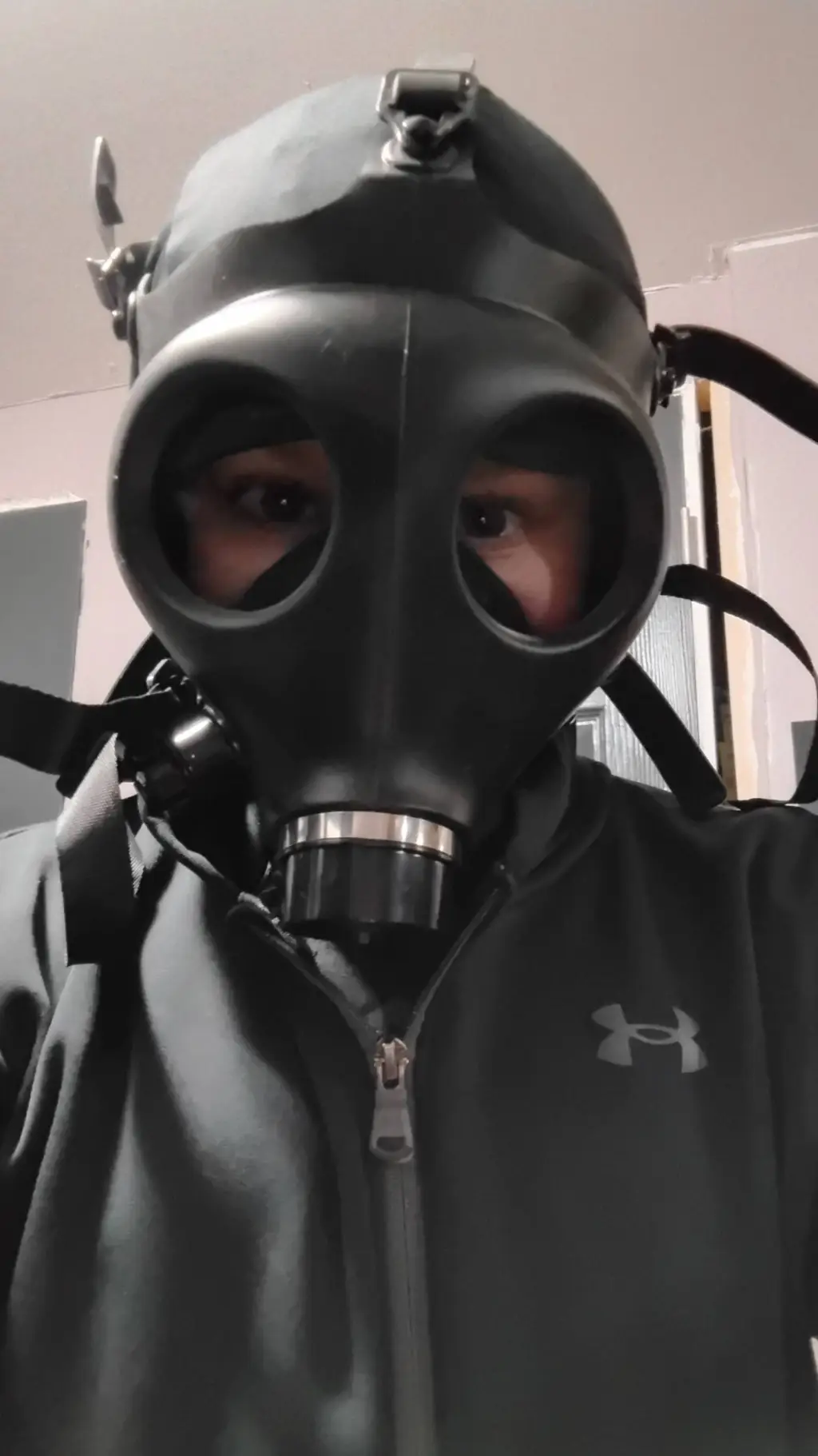 ai character: me with gas mask background