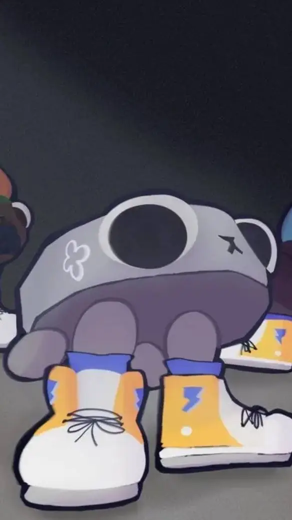 ai character: pebble con zapatos background