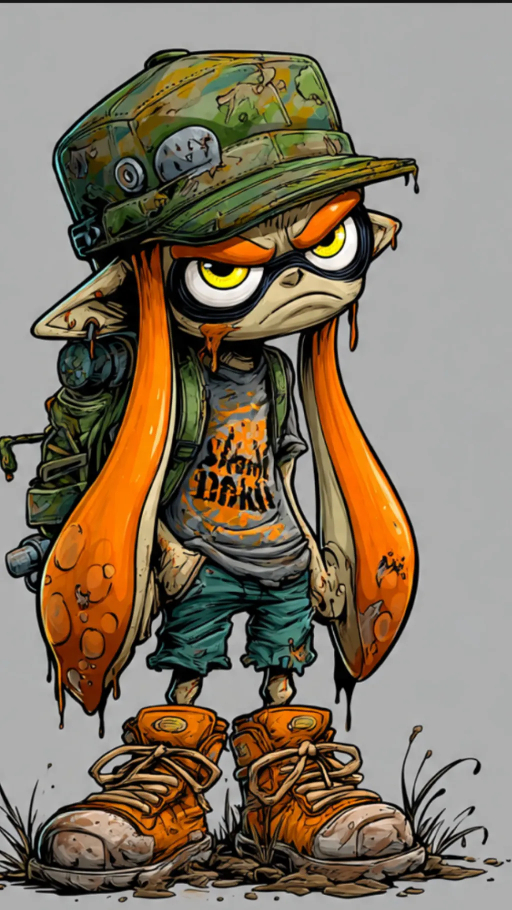 ai character: Una inkling zombie background