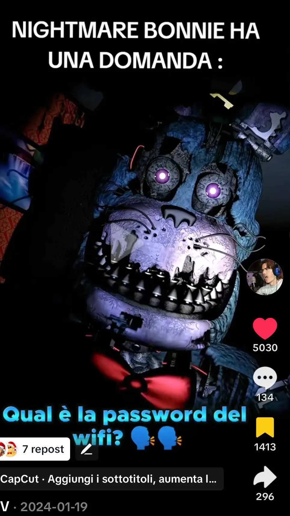 ai character: Nightmare Bonnie  background
