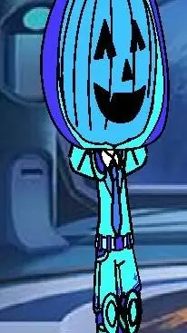 ai character: Pumpkin Cyan background