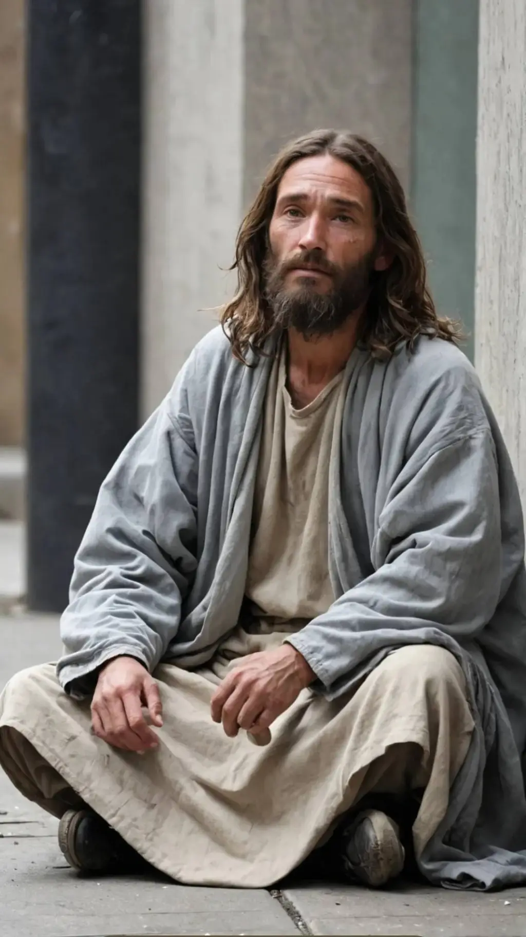 ai character: homeless man background