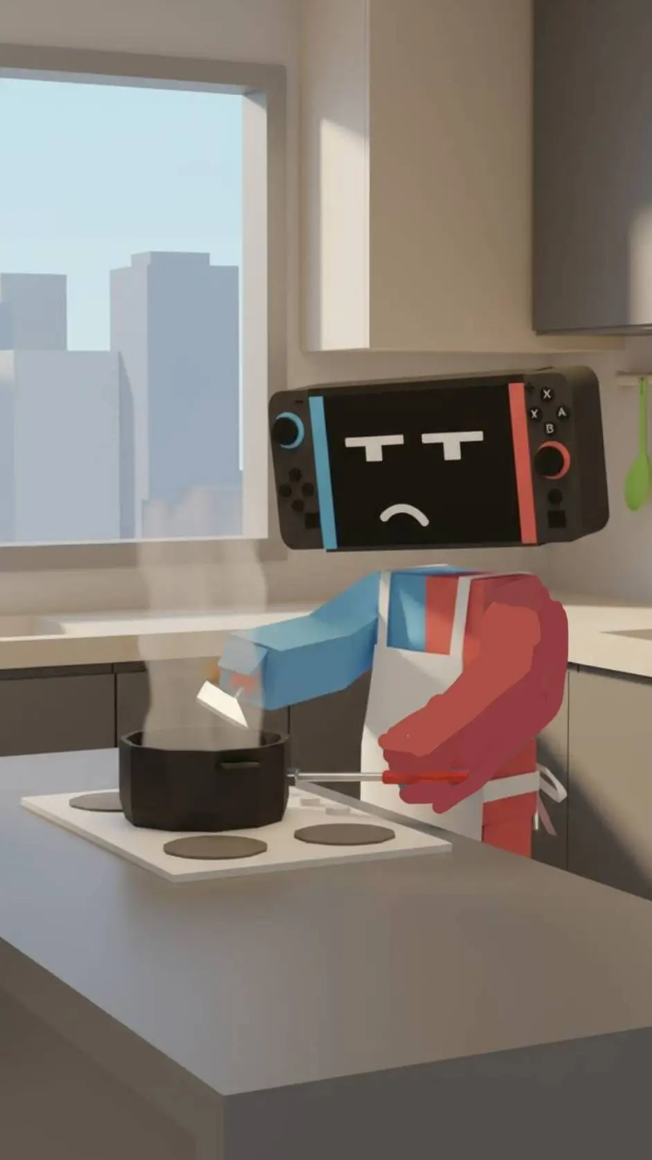 ai character: Switch2 cozinhando background
