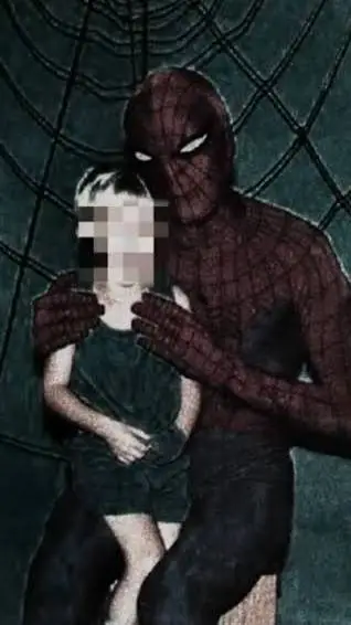 ai character: Spiderman creepy  background