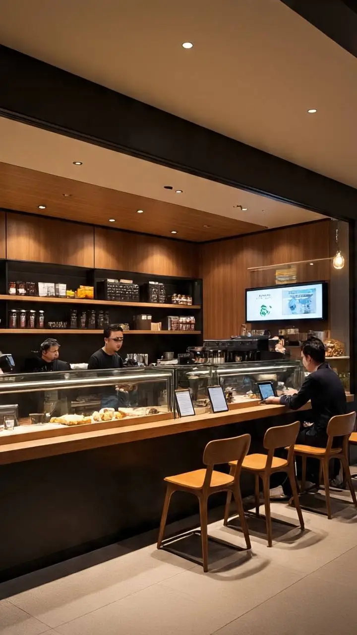 ai character: Starbucks store background