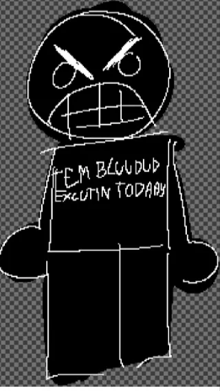 ai character: Bluudud mad  background