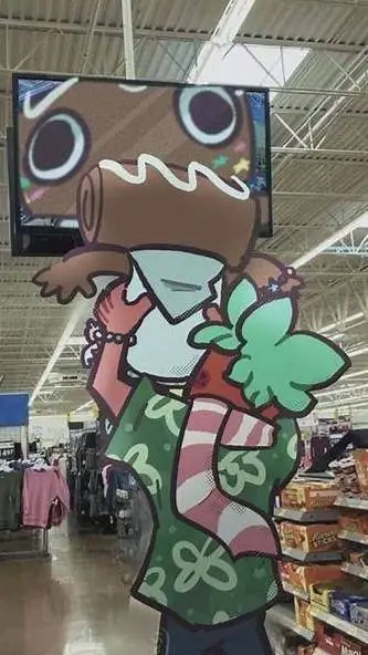 ai character: dw went shoping  background