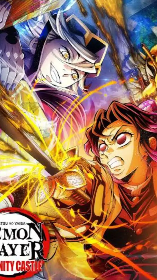 ai character: Shinobu vs douma.  background