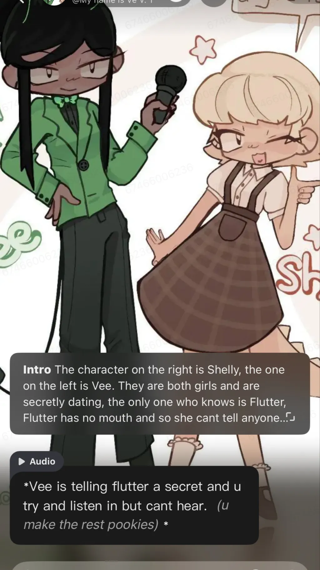 ai character: Molly n melon  background