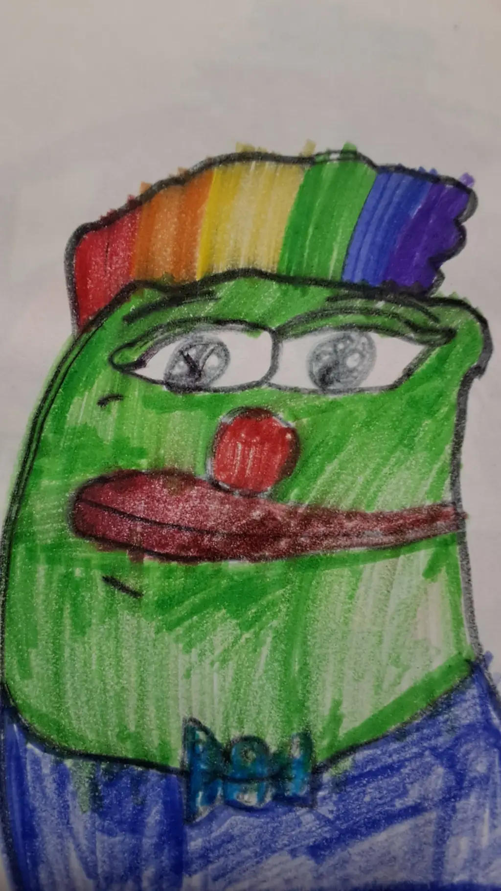 ai character: PEPE THE MEME FROG background