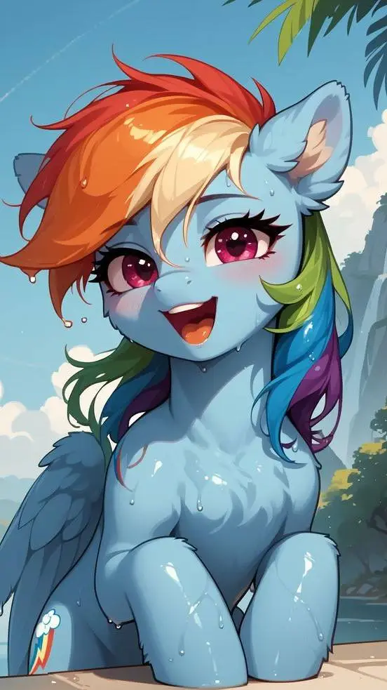 ai character: raimbow dash  background