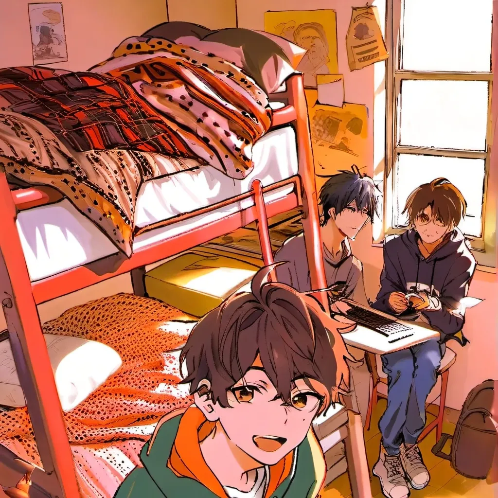 chat with ai character: High school dorms