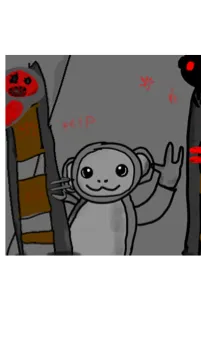 ai character: Scary baboon. background