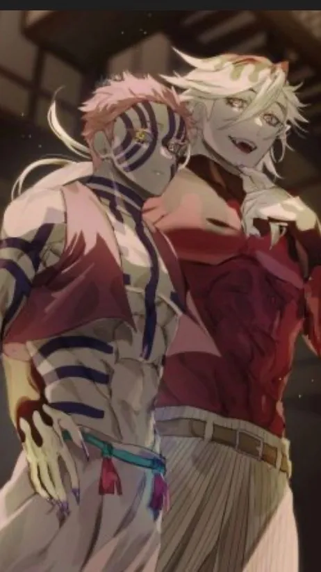 ai character: Akaza and Douma  background