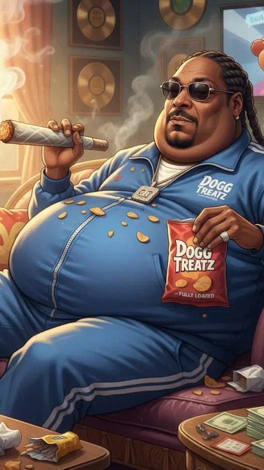 ai character: fat Snoop Dogg background