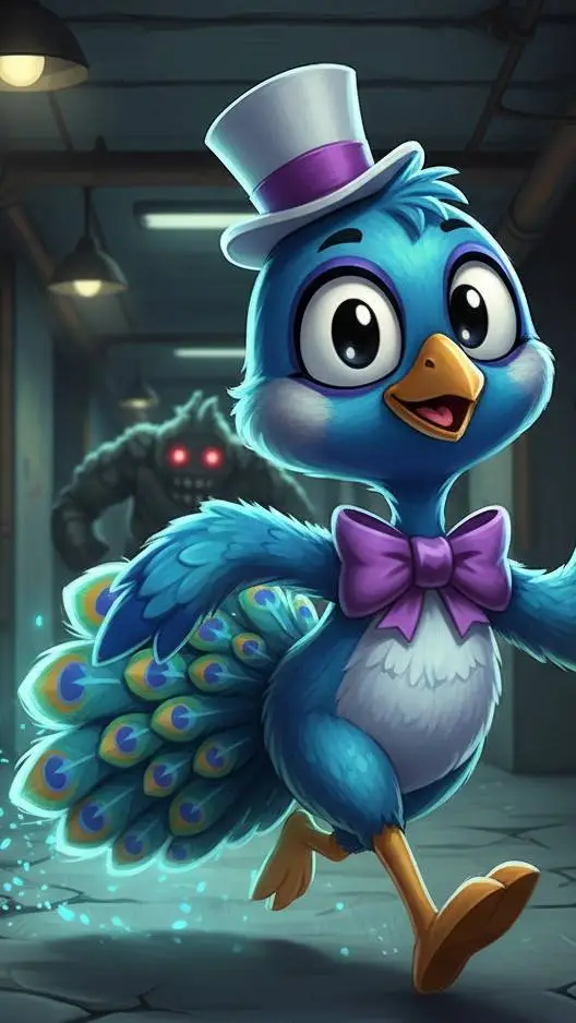 ai character: Penny the peacock  background