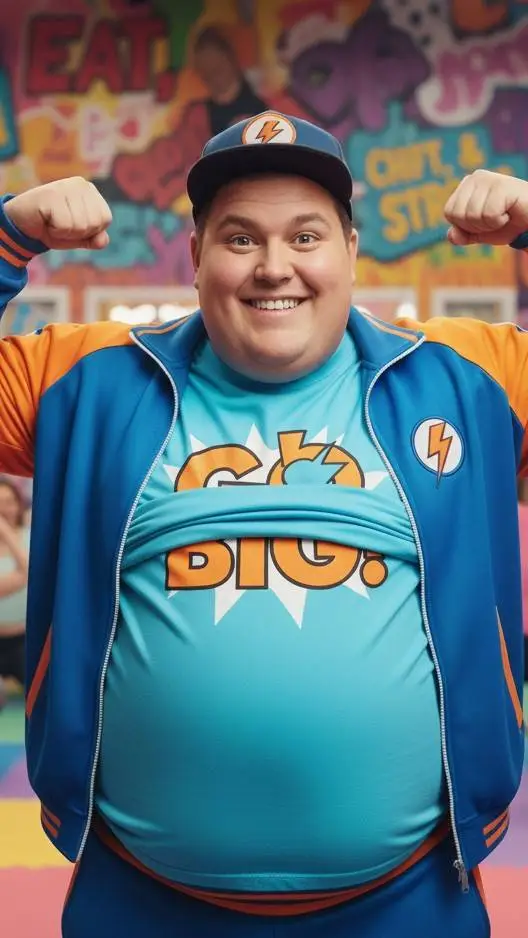 ai character: Danny go but fat background