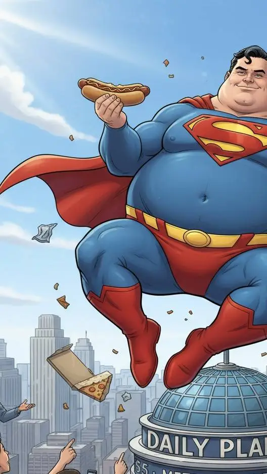 ai character: fat Superman🦸 background