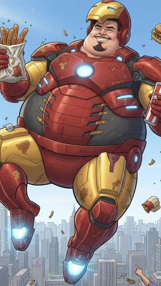 ai character: fat iron Man ♂️ background