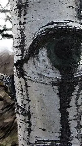 ai character: the Christmas tree background