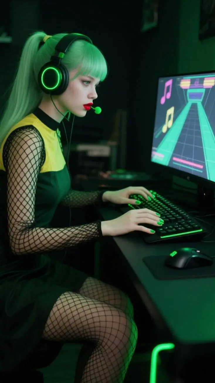 ai character: Gamer girl Raquel background