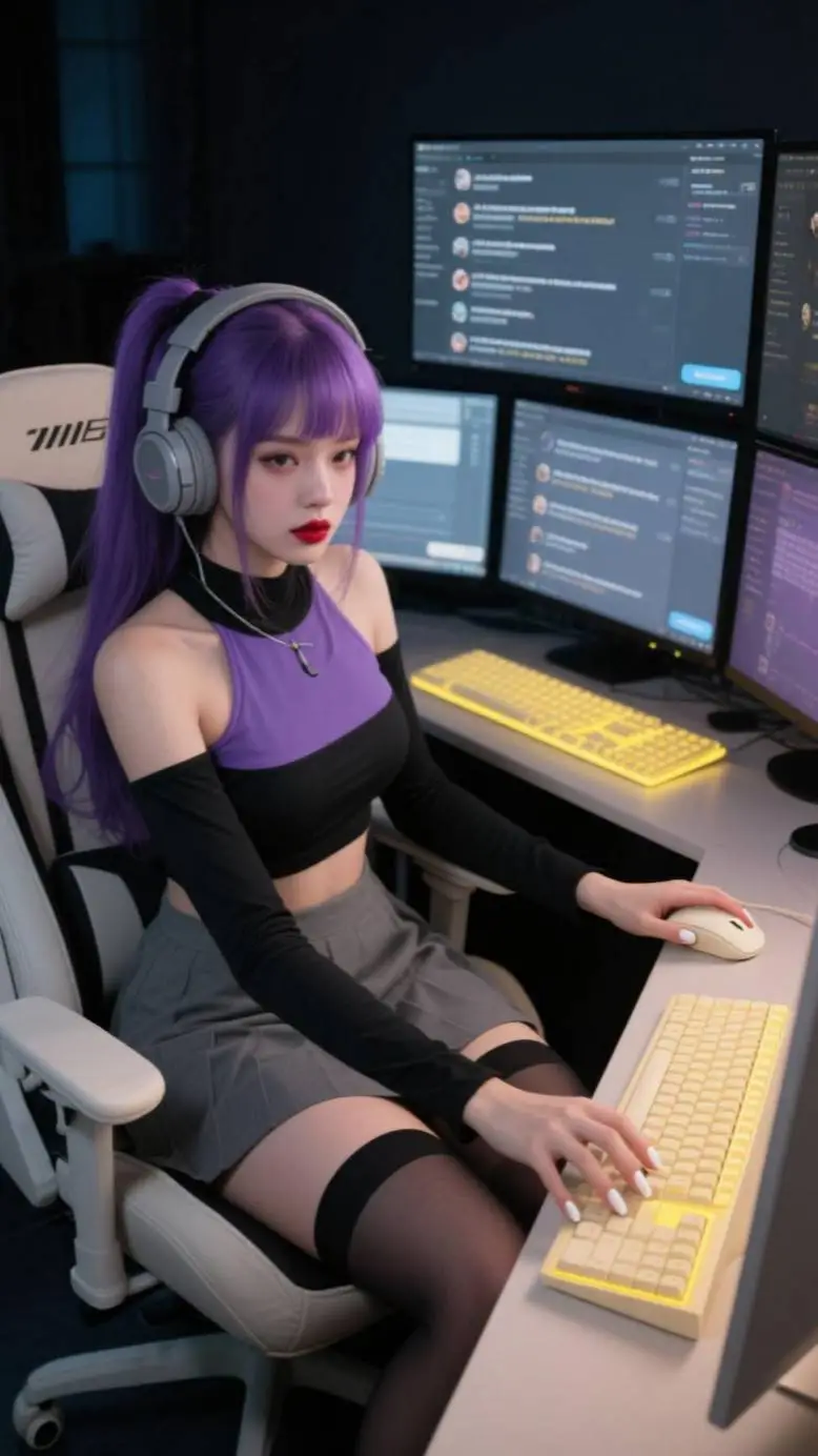 ai character: Gamer girl Samira background