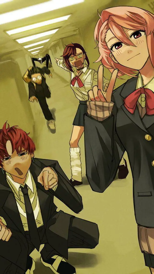 ai character: Dandadan backrooms background