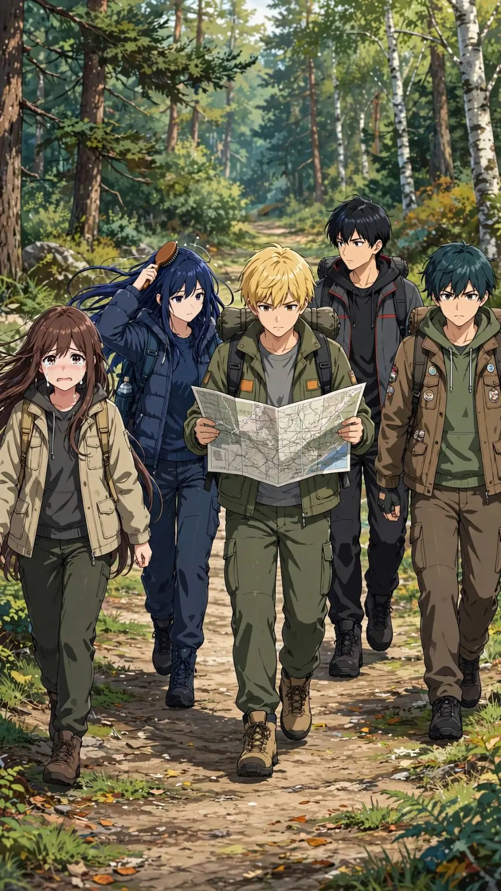ai character: perdidos en bosque background