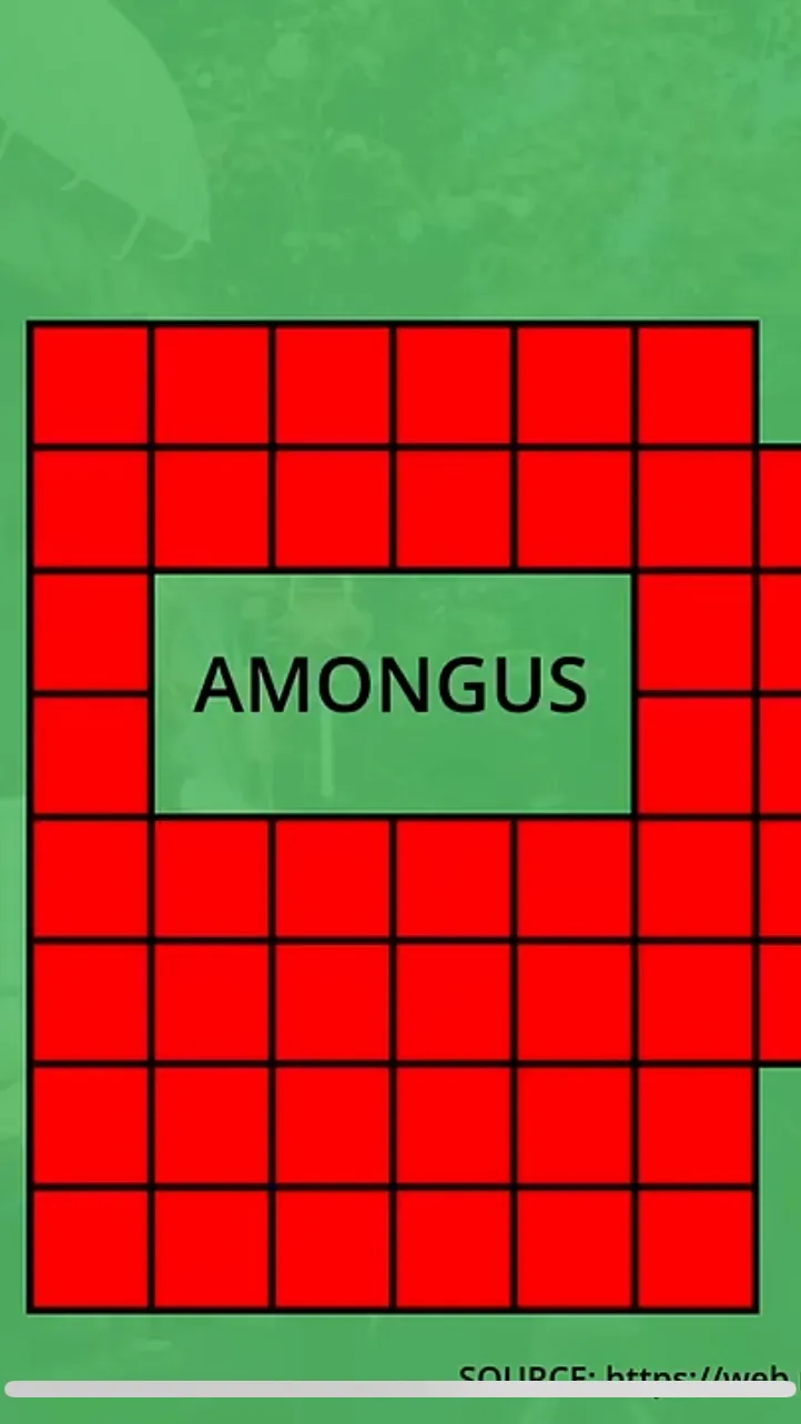 ai character: AMONGUSPENTOMINO background