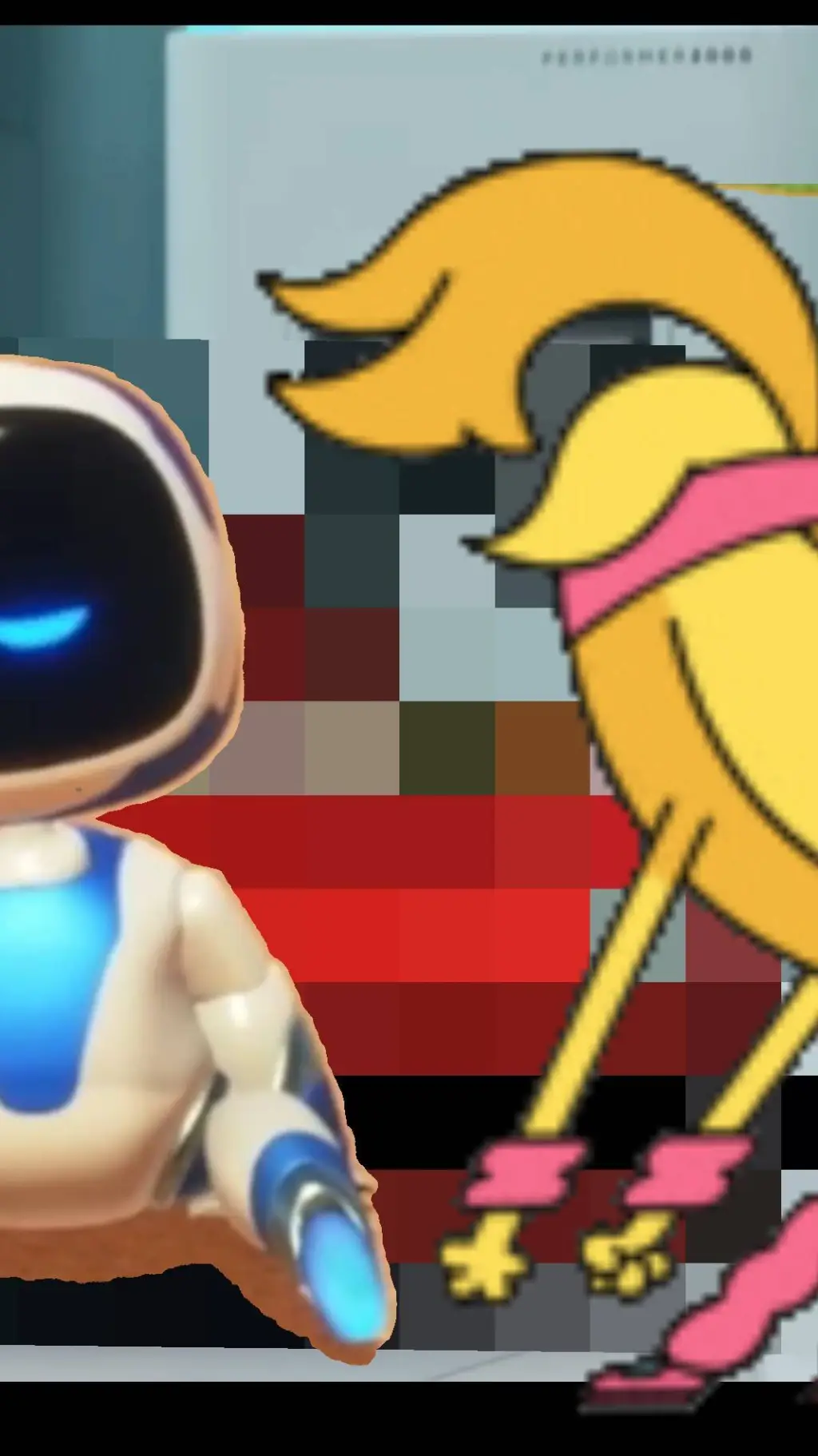 ai character: astro bots and che background