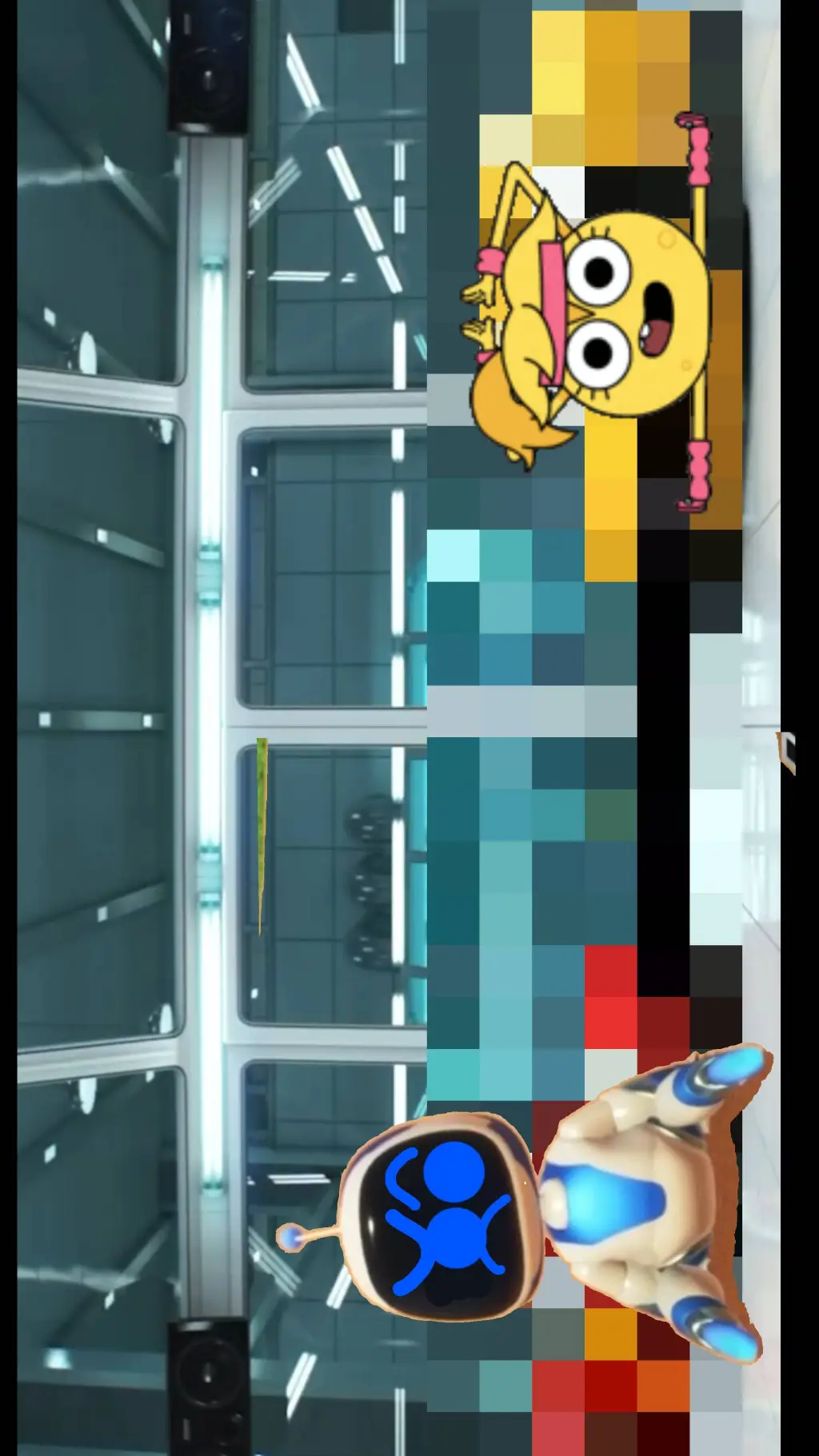 ai character: astro bots and che background