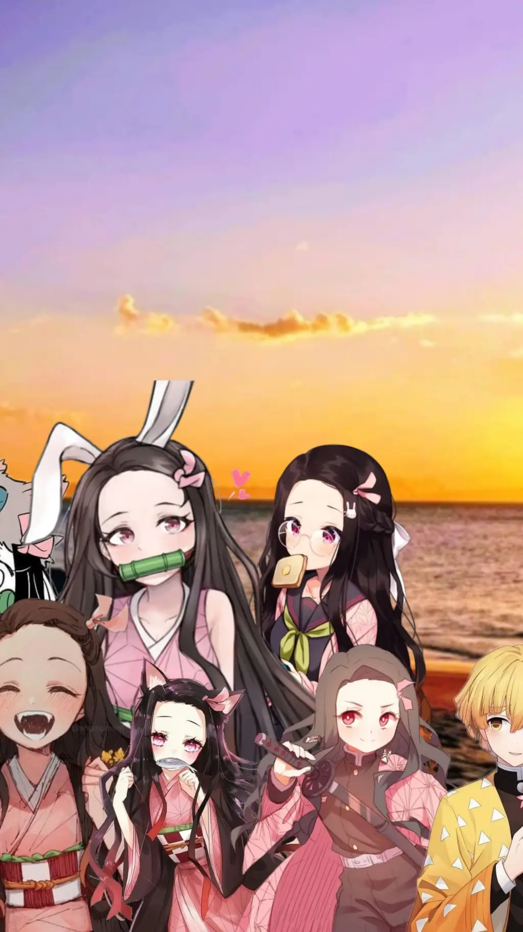 ai character: Zenitsu × Nezuko  background