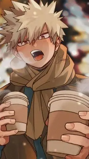 ai character: Bakugo at the cafe background