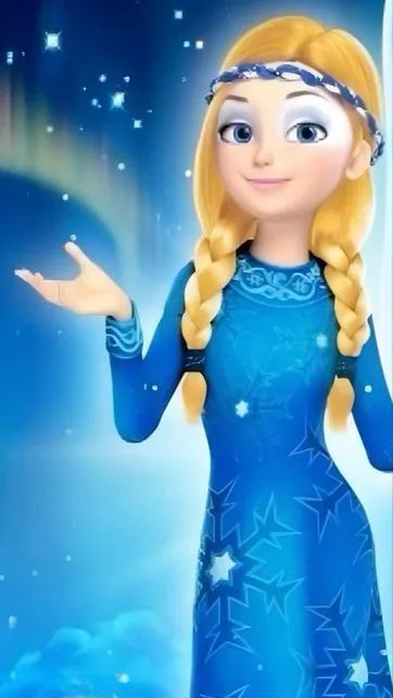 ai character: Gerda snow queen  background