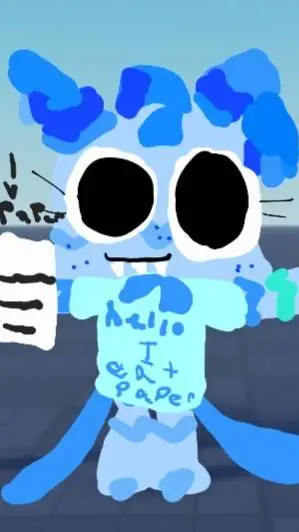 ai character: 📄💙🩵Paper Yatta🩵💙📄 background