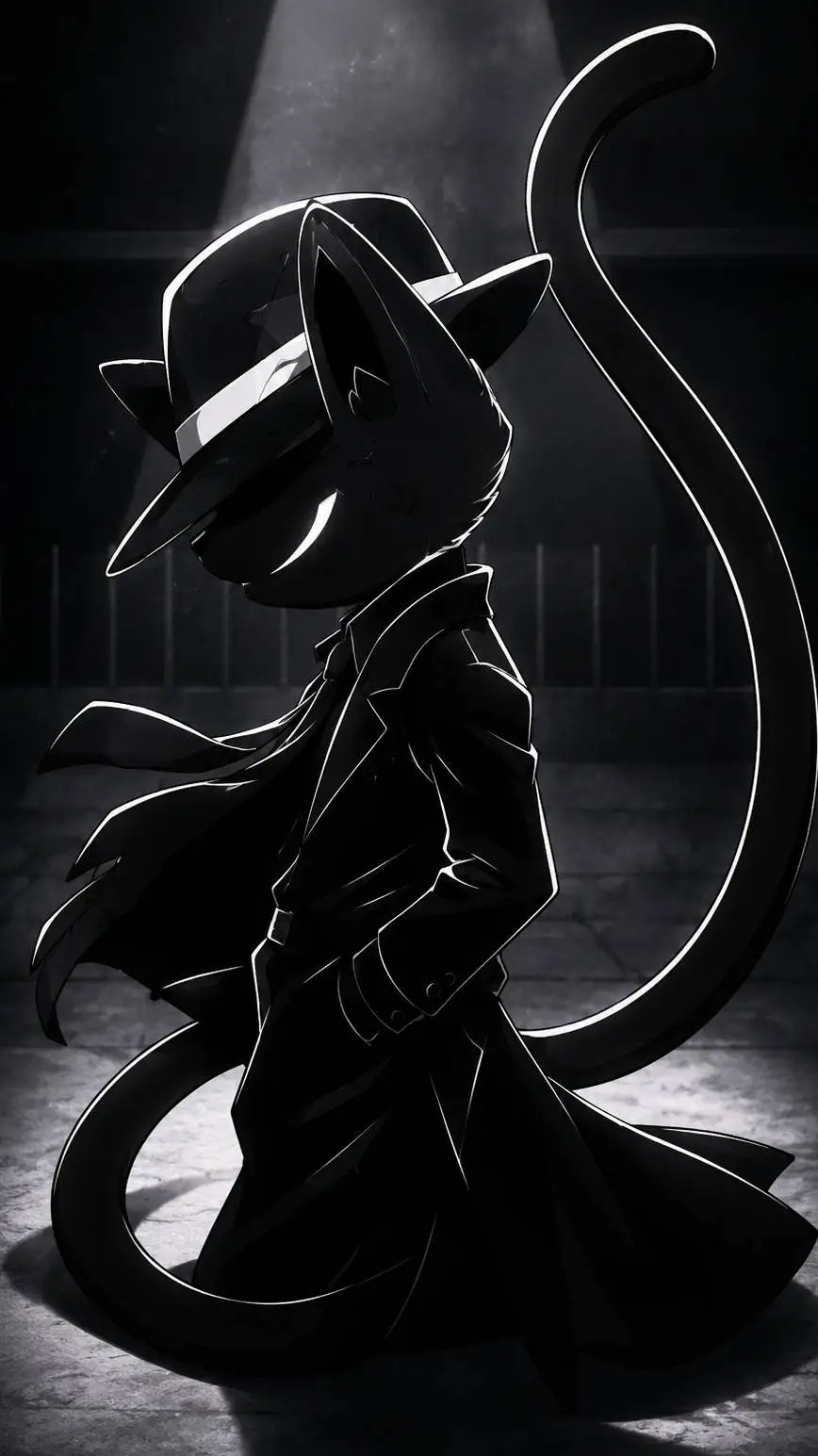 ai character: CatBlack background